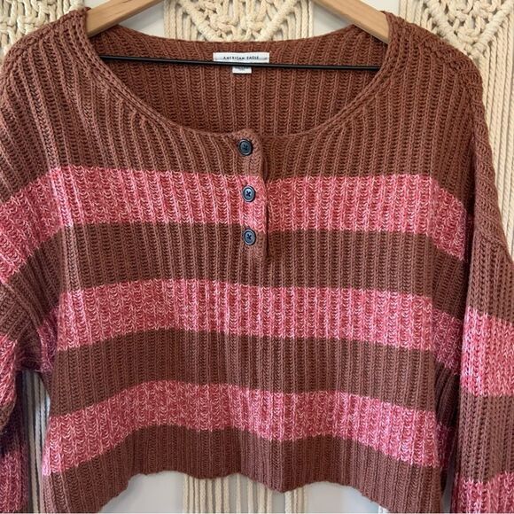 AMERICAN EAGLE Women’s Striped Cropped Sweater Size Small - Picture 2 of 10
